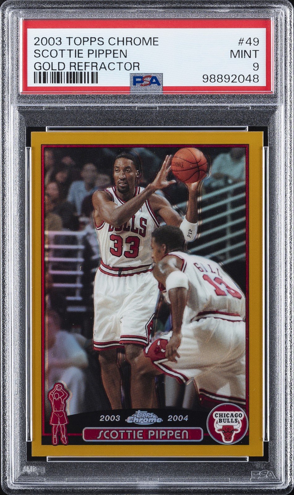 2003 TOPPS CHROME GOLD REFRACTOR #49 SCOTTIE PIPPEN 84/99 PSA 9