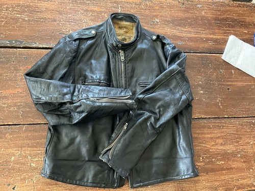 Vintage 1960s Herm’s Leathertogs Steerhide Cafe Racer Leather Jacket USA