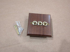 Vintage Wood Toggle Switch Plate 3 Gang Walnut Brass Baldervance 3k2