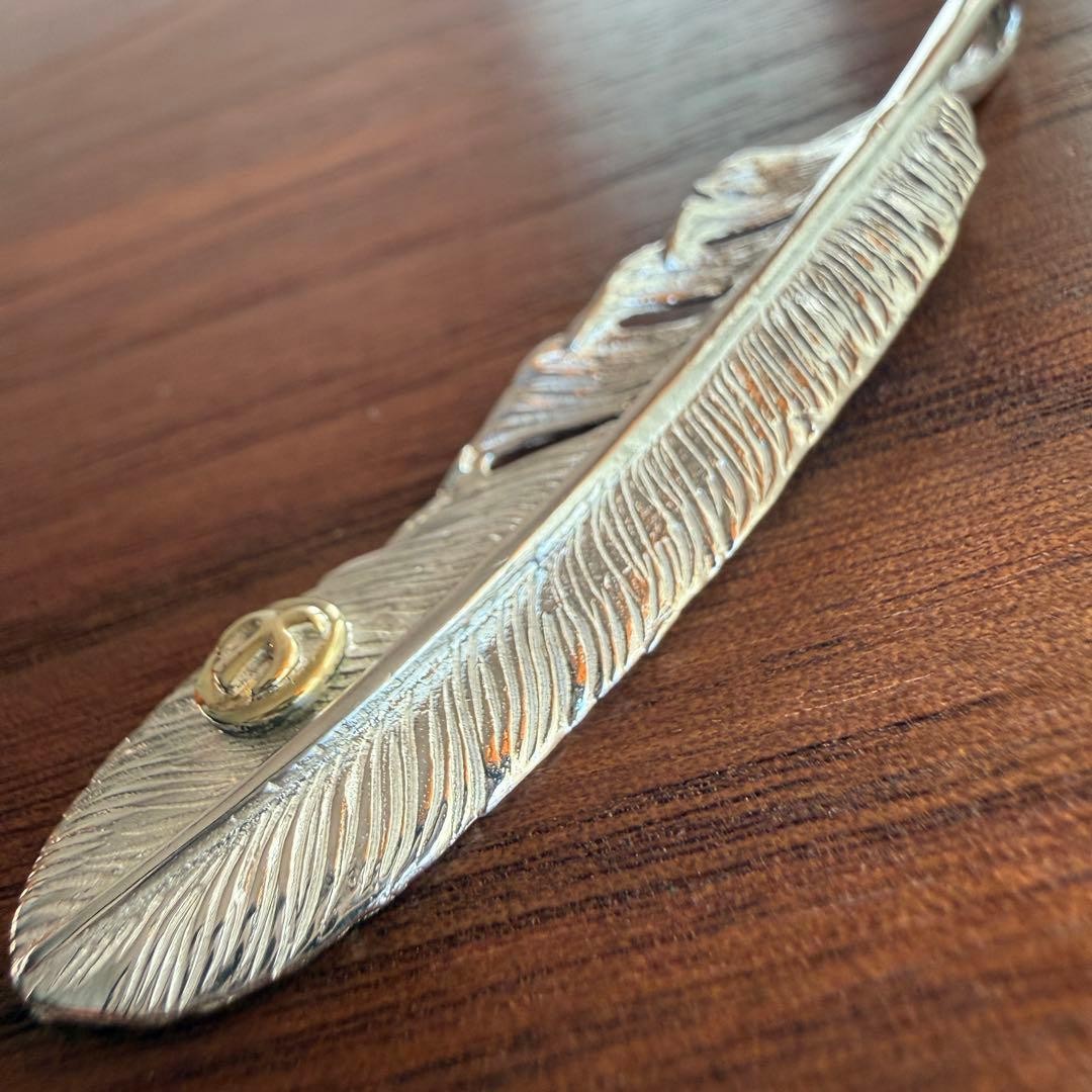 Solid Silver 925 Eagle Feather Pendant Plated in … - image 4