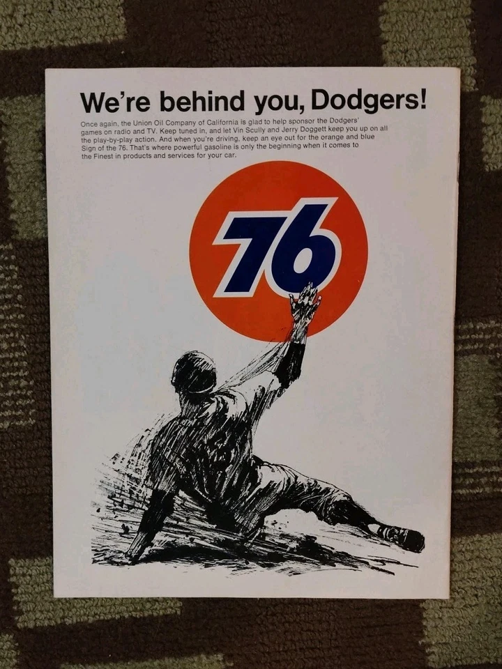 Vintage 1968 LA Dodgers vs San Francisco Giants Baseball Program Scorecard, VG - Image 2 of 2