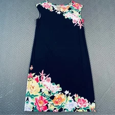 Chico’s Black & Floral Sleeveless Dress Size Small