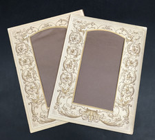 Two 2 c1900s Cabinet Card Album Pages Cutout Fits 4x8 Photos Ornate Borders