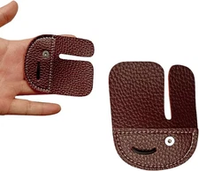 2 Pack Leather Archery Finger Tabs Adjustable Guard for Brown(Left) 