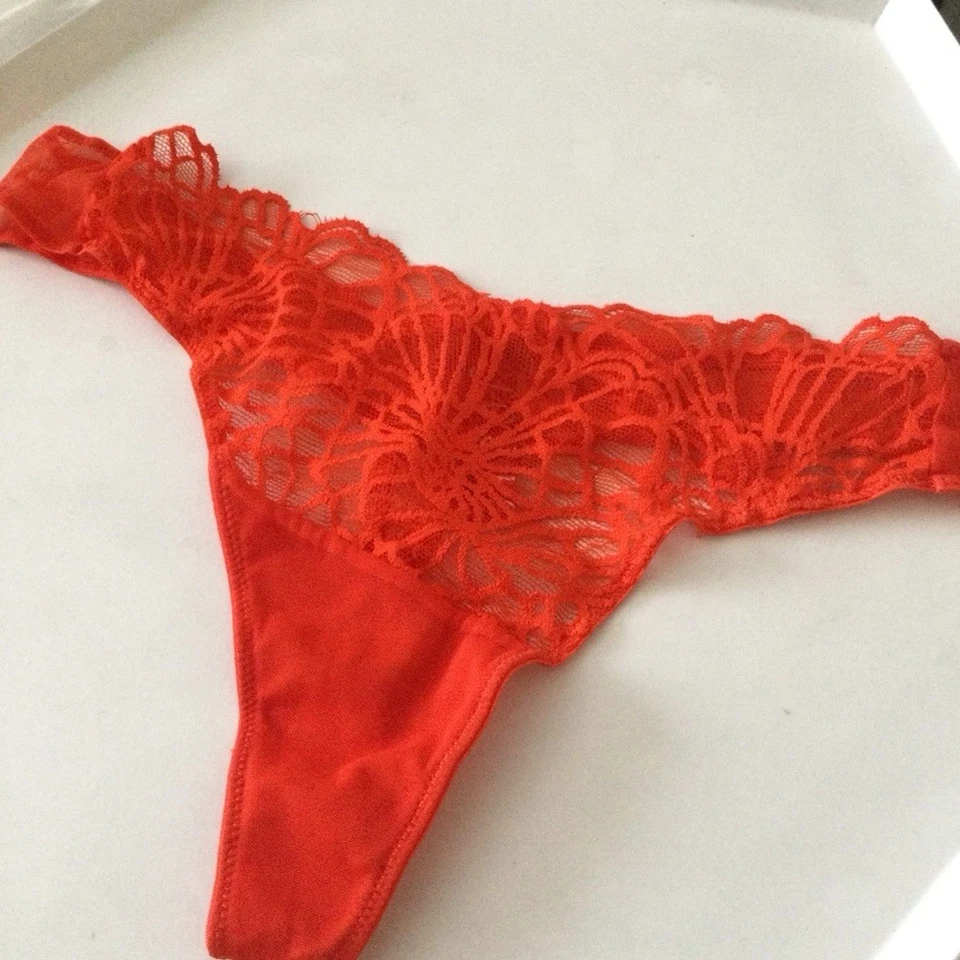 JOSIE BY NATORI 857144 BARDOT LACE AND MESH THONG CORAL LARGE NWOT - Image 4 of 4