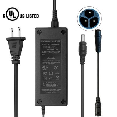 UL 54.6V 2A 3-PIN Adapter Charger For Bandit Pacer High-Step 48V Power Supply