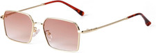 Trendy Hexagon Rectangle Sunglasses for Women Cute Chic Gold Metal