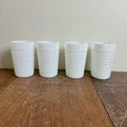 Set of 4 Anchor Hocking VINTAGE White Milk Glass Hobnail Juice Glasses