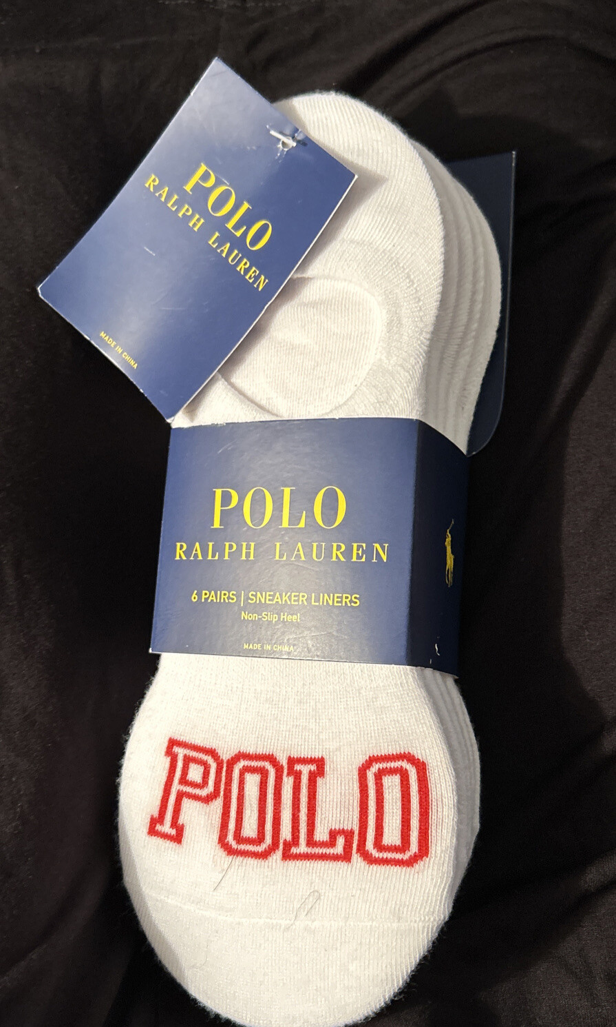 PONY Polo Ralph Lauren fodere per sneaker tacco antiscivolo 6 paia calze da uomo taglia 10 13 nuove con etichette
