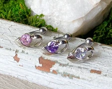 1pc Reverse Gem Shield Belly Ring Navel Piercing Pierced Naval 14g Body Jewelry