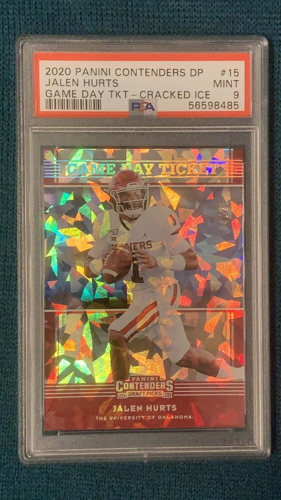 Jalen Hurts Panini Contenders Draft Picks Game Day Ticket #15 Cracked Ice