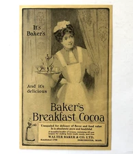 1911 Baker’s Breakfast Cocoa Advertisement Maid Serving Tray Antique Print AD