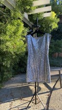 Alice + Olivia silver sequin mini dress, Size Medium