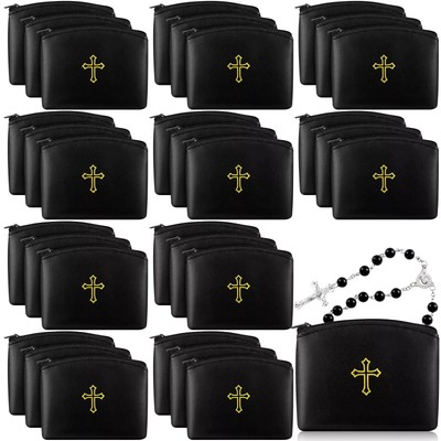 30 Pcs Rosary Pouch with Zipper Catholic Rosary Case 4 x 3 Inches PU Leather ...