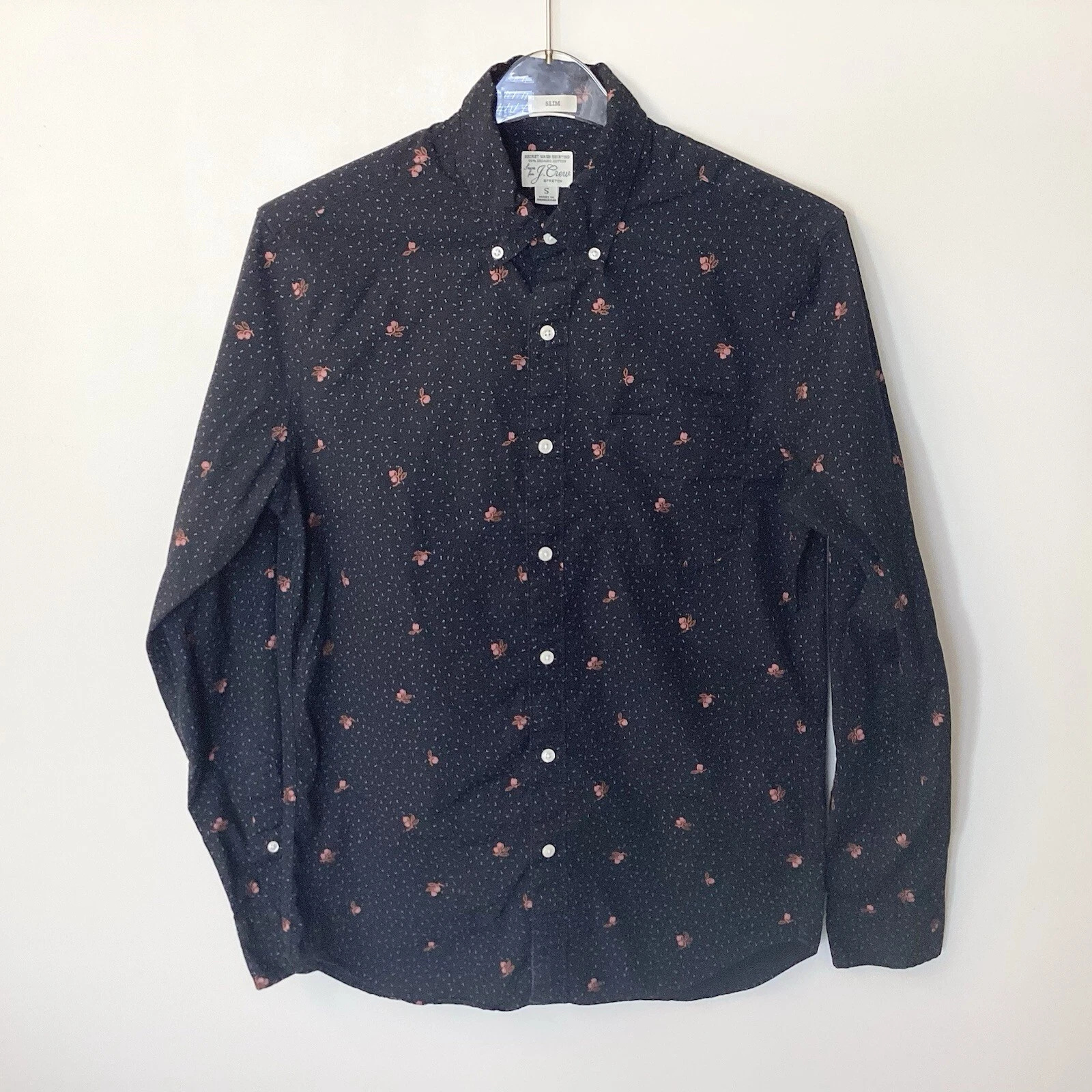 J.Crew Men’s Long Sleeve Slim Fit Floral Button Down Shirt - Navy - S