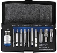 BGS Schrauben Ausdreher Satz f&uuml;r defektes T Profil (f&uuml;r Torx) T10-T55, 11 teilig