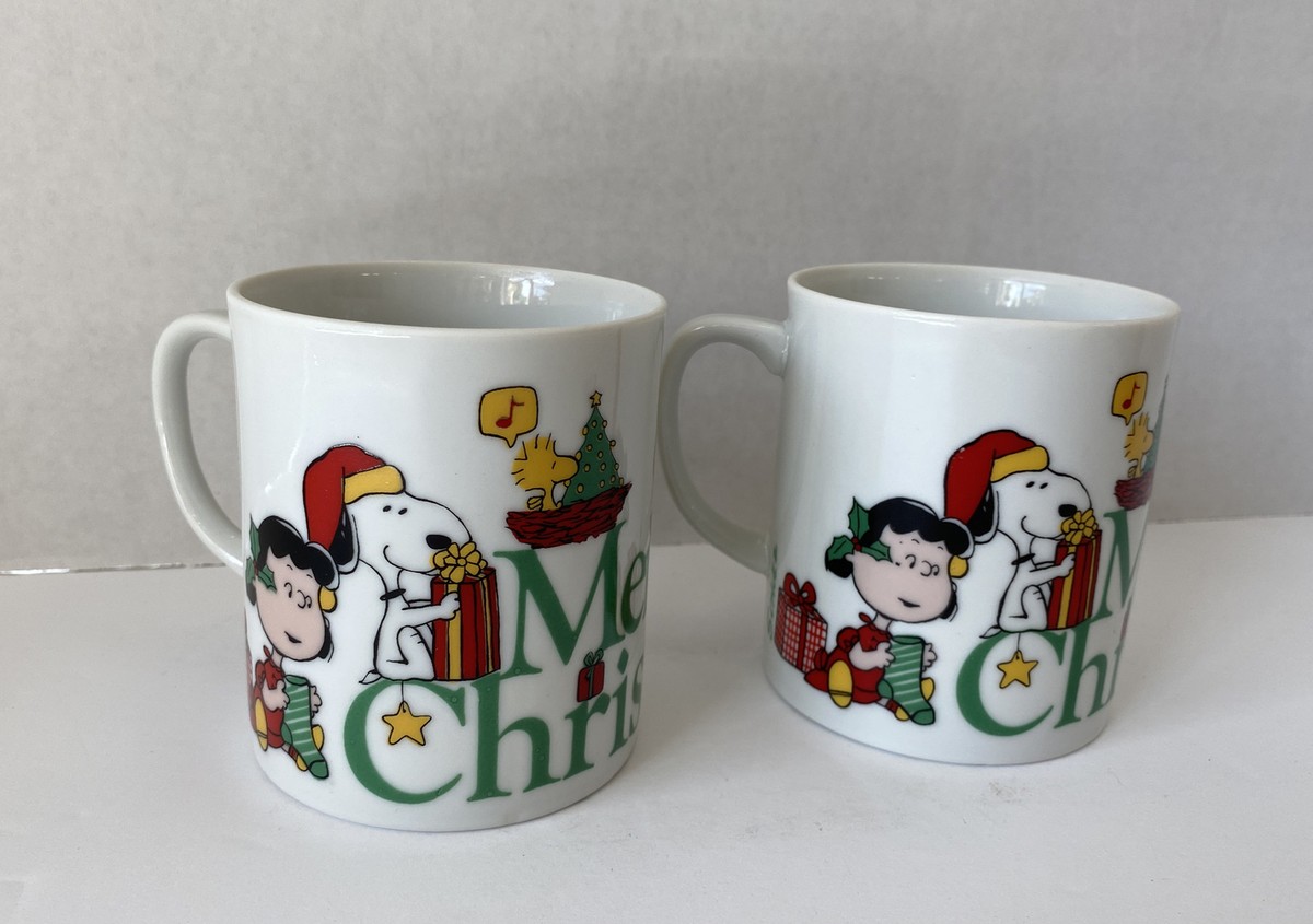 2) Peanuts Mug Christmas 1977 NIB Snoopy Charlie Brown Woodstock Lucy Sally  | eBay