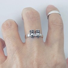 Sterling Silver Twin Owls Ring, Birds, Silver Rings, Twins, Bird, Owl, Animals