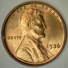 1936 Lincoln Wheat Cent Coin 1c Penny Uncirculated Possible Toned or Spots