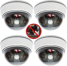 4 Dome Kamera Attrappen mit Objektiv und roter Blink - LED hochwertig