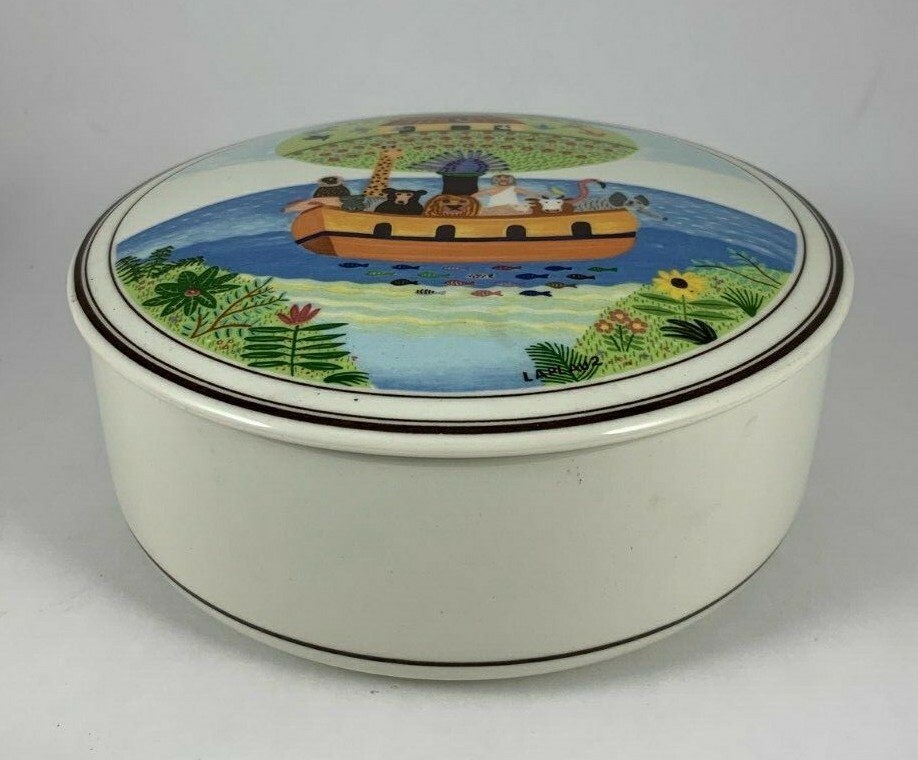 Villeroy & Boch Design Naif 6" Candy Trinket Box Dish With Lid Noah's Ark eBay