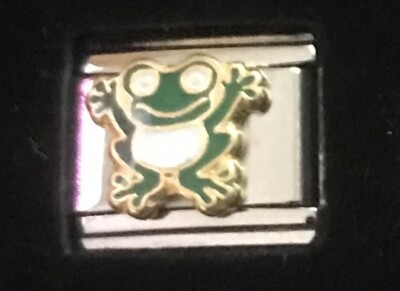 Cute Frog Jumping Waving Wholesale Italian Charm Enamel Link 9MM K16