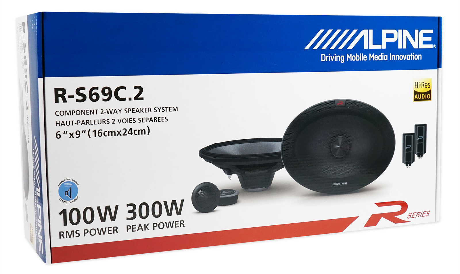 ALPINE R-S69C2 300-ваттных автомобильных аудиокомпонентных динамика 6x9 с 1 твитером