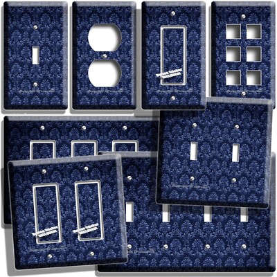 VICTORIAN ANTIQUE ROYAL BLUE FLORAL LIGHT SWITCH OUTLET WALL PLATE ROOM DECOR
