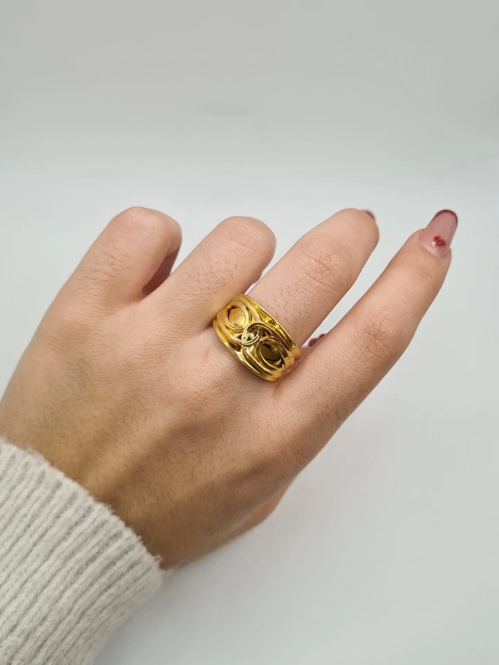 Bague en or jaune 22 carats Poids: 10.7 g - Photo 3/4