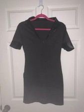 Womens Police Cop Swat Costume Dress Only Vinyl Accents Sz L Large Black NWOT
