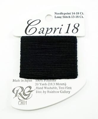 CAPRI 18  C801 Black Stitching Fiber 20Yd Needlepoint Thread for 18mesh or 14m