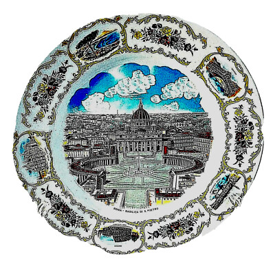 Rome Roma Souvenir Plate Basilica Di S. Pietro  Nuova Fontbasso Italy  9.5''  dia