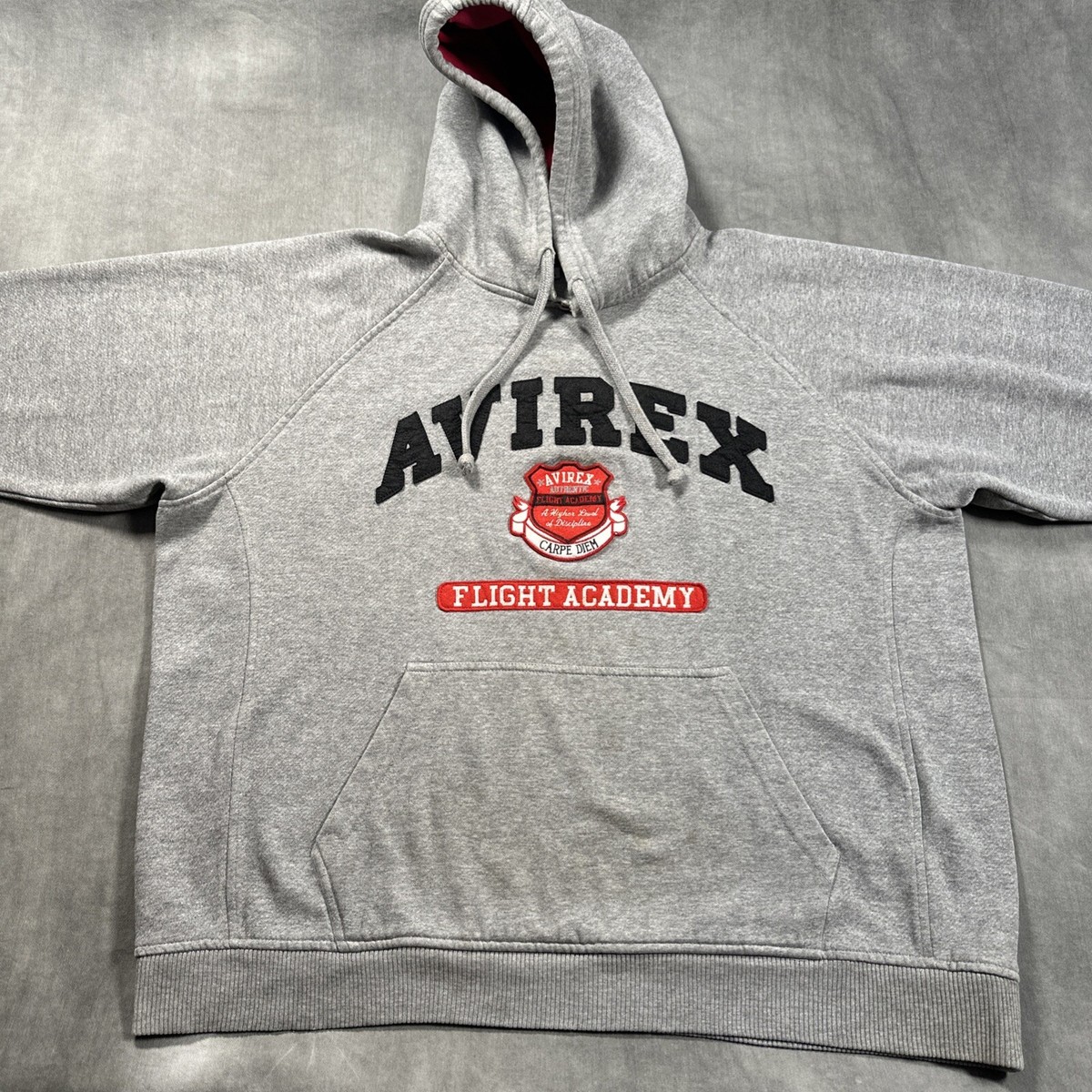Vintage Avirex Hooded Sweatshirt Men Size XL Flight Academy Pull Over Hoodie Y2K