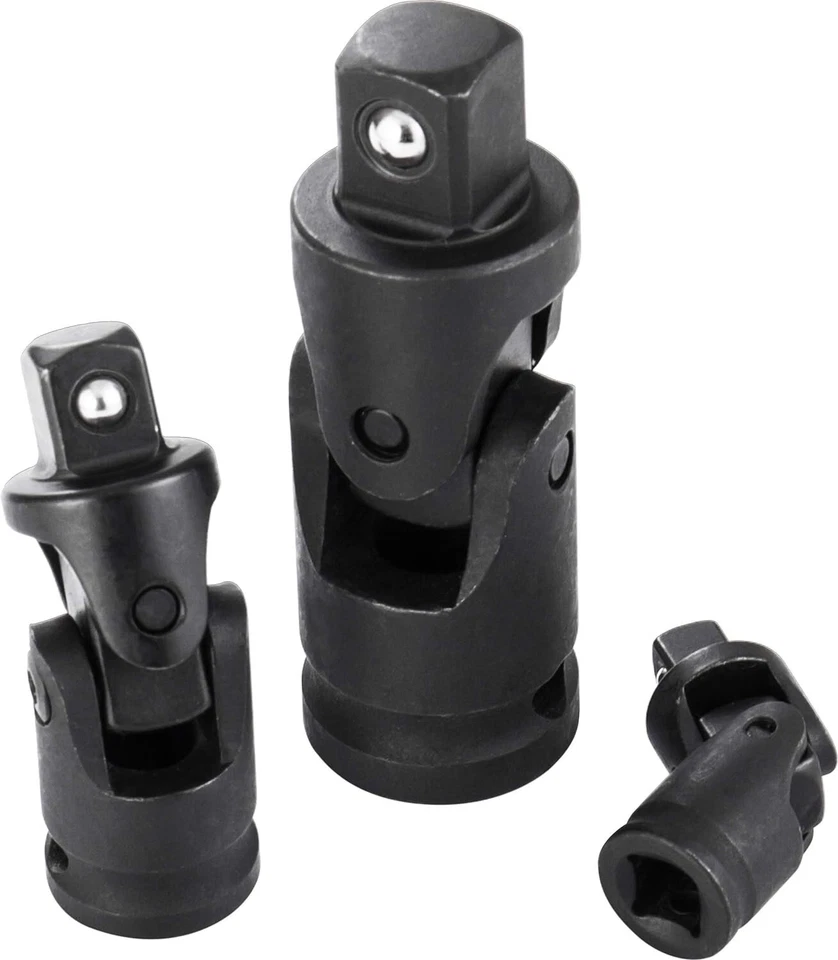 Premium Impact Universal Joint Socket Swivel Set 3 Pieces 1/2" 3/8" 1/4" Drive - Image 4 of 4