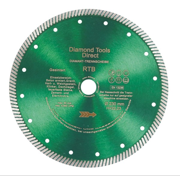 230 Mm Diamantscheibe Diamant Trennscheibe Turbo Granit Beton 10 Mm Premium Rtb-image