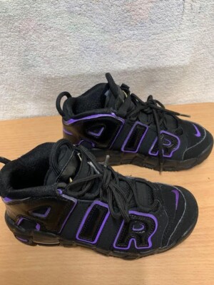 Nike Air More Uptempo Black/Grape Trainers Size UK 2 (34) 21.5 CM