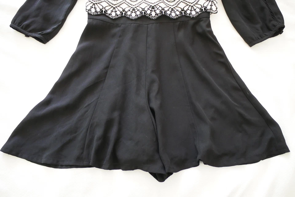 REVIEW Black White Lace Overlay PLAYSUIT Size Aus 6 Romper Desk to Dinner - image 4 of 4