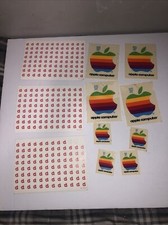 Lot of Original Vintage Apple Stickers Late 1970s 4 Large Apple/4 Small  More