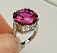 Ruby 8ct Ring, Sterling Silver Filigree, Simulated Gem, Made to Order D116