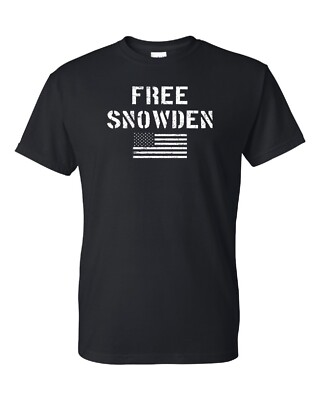 Free Edward Snowden NSA (Gildan 50/50) Black Shirt
