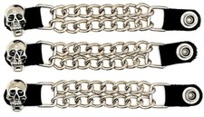 3 SKULL DOUBLE MOTORCYCLE BIKER MC CLUB CHAIN VEST EXTENDERS MADE IN USA