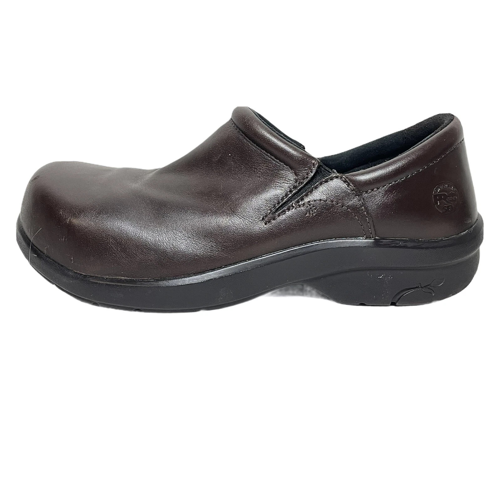 Scarpe da donna TIMBERLAND serie 9 5 M Pro 229 ESD in pelle marrone slide mules ottime condizioni