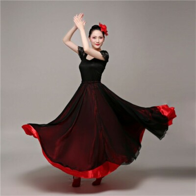 Satin Chiffon Layer Dance Swing Skirt ...