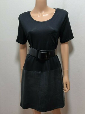 Burberry Black Wool Leather Dress size 12 | eBay