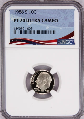1988-S Proof Roosevelt Dime, Graded PF70UC by NGC * Registry Coin