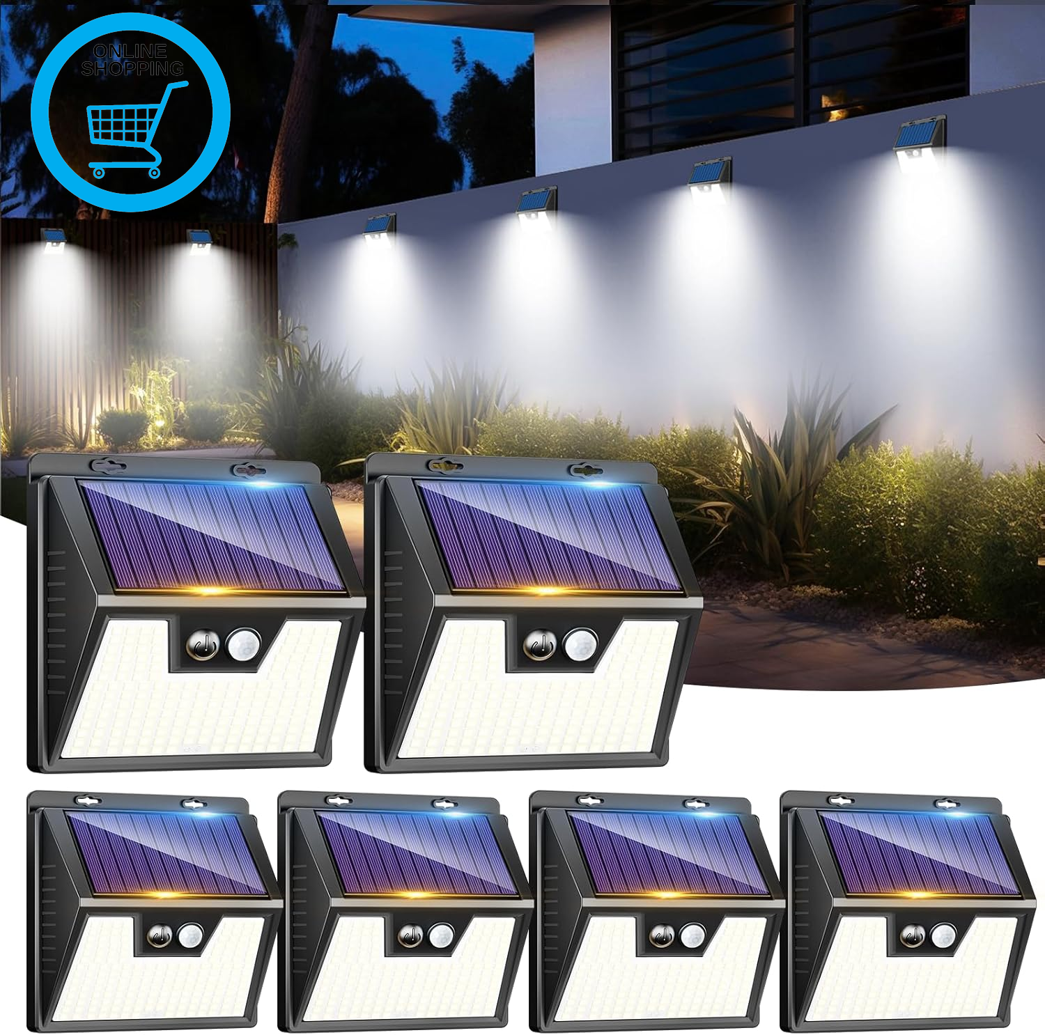 6 Pack Solar Lights Outdoor Garden, 176 LED Ultra Bright Security Lights Motion
