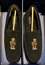 Polo Ralph Lauren Polo Bear Brenan Suede Slipper Sz 10 D Black New / Box