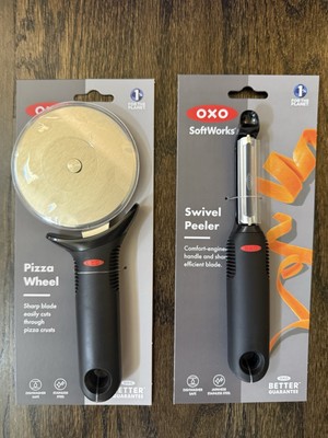 NEW- OXO Home Gift Kitchen Utensils- Pizza Cutter, & Swivel Peeler- Orig. $30