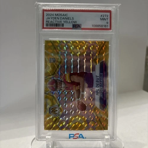 🔥 2024 Jayden Daniels RC Rookie Mosaic NFL Debut Yellow PSA 9 MINT 🔥