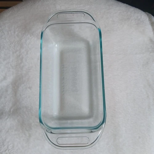 Vintage Pyrex Loaf Pan Baking Dish #2213 Clear Glass Corning  With Handle USA